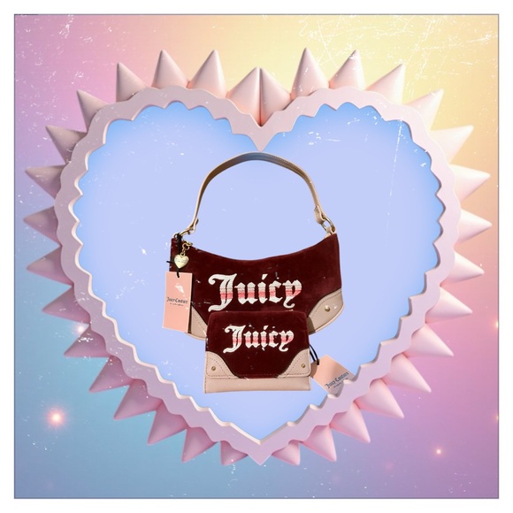 🎀Juicy Couture Retro Vibe Cabernet/ Dusty Blush Shoulder Bag w/ Matching Wallet🎀 - Picture 10 of 10